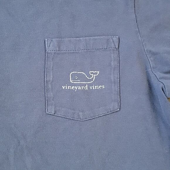 VINEYARD VINES NAVY BLUE LONG-SLEEVE VINTAGE WHALE POCKET T-SHIRT, SIZE XL - Picture 3 of 7